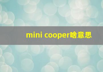 mini cooper啥意思